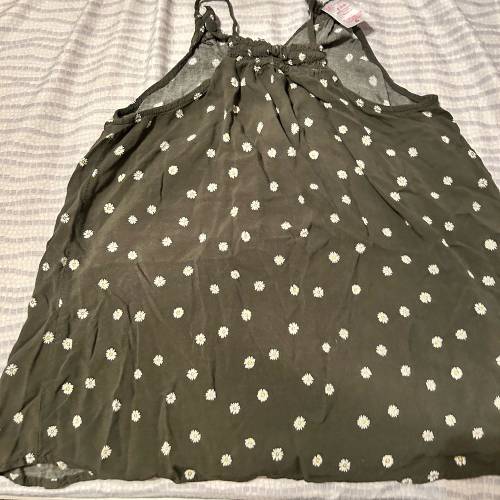No Boundaries Olive Green Floral Blouse
